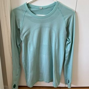 Turquoise Long Sleeve Lululemon Swiftly Tech T Shirt